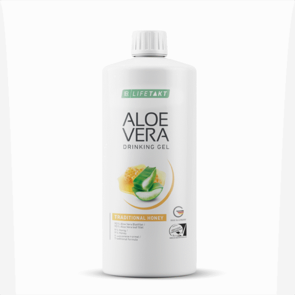 Botella de gel bebible Aloe Vera con miel tradicional LR – Bienestar digestivo y suavidad natural