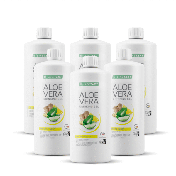 Pack de 6 botellas de gel bebible Aloe Vera Immune Plus LR – Refuerzo natural para las defensas