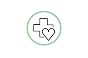 Icône illustrant une croix médicale et un cœur, symbolisant la santé et le bien-être.