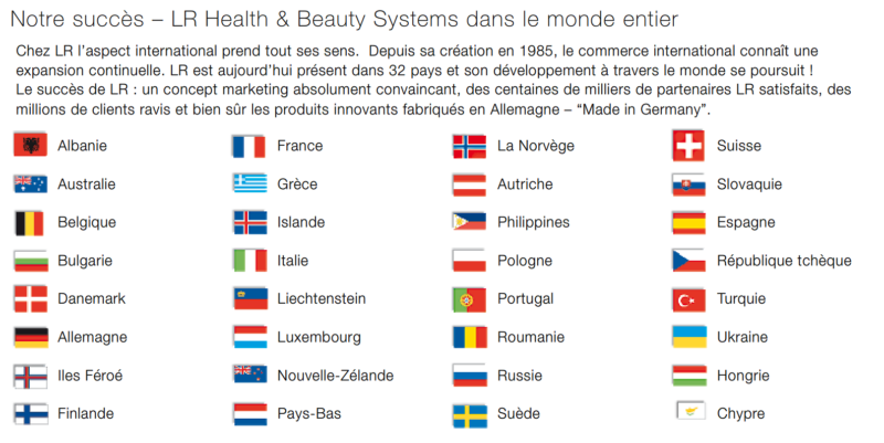 Mapa de presencia internacional de LR Health & Beauty en 2025 con 32 países