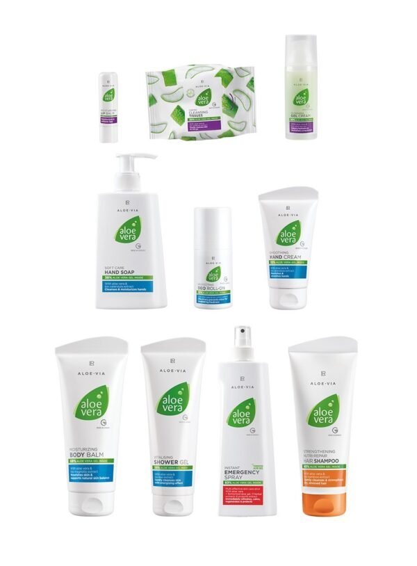 Set familiar Aloe Vera Care de LR Health & Beauty con 9 cuidados hidratantes completos