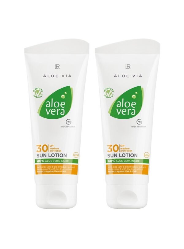 Loción Solar SPF 30 con Aloe Vera – Pack 2x200 ml, protección UVA/UVB